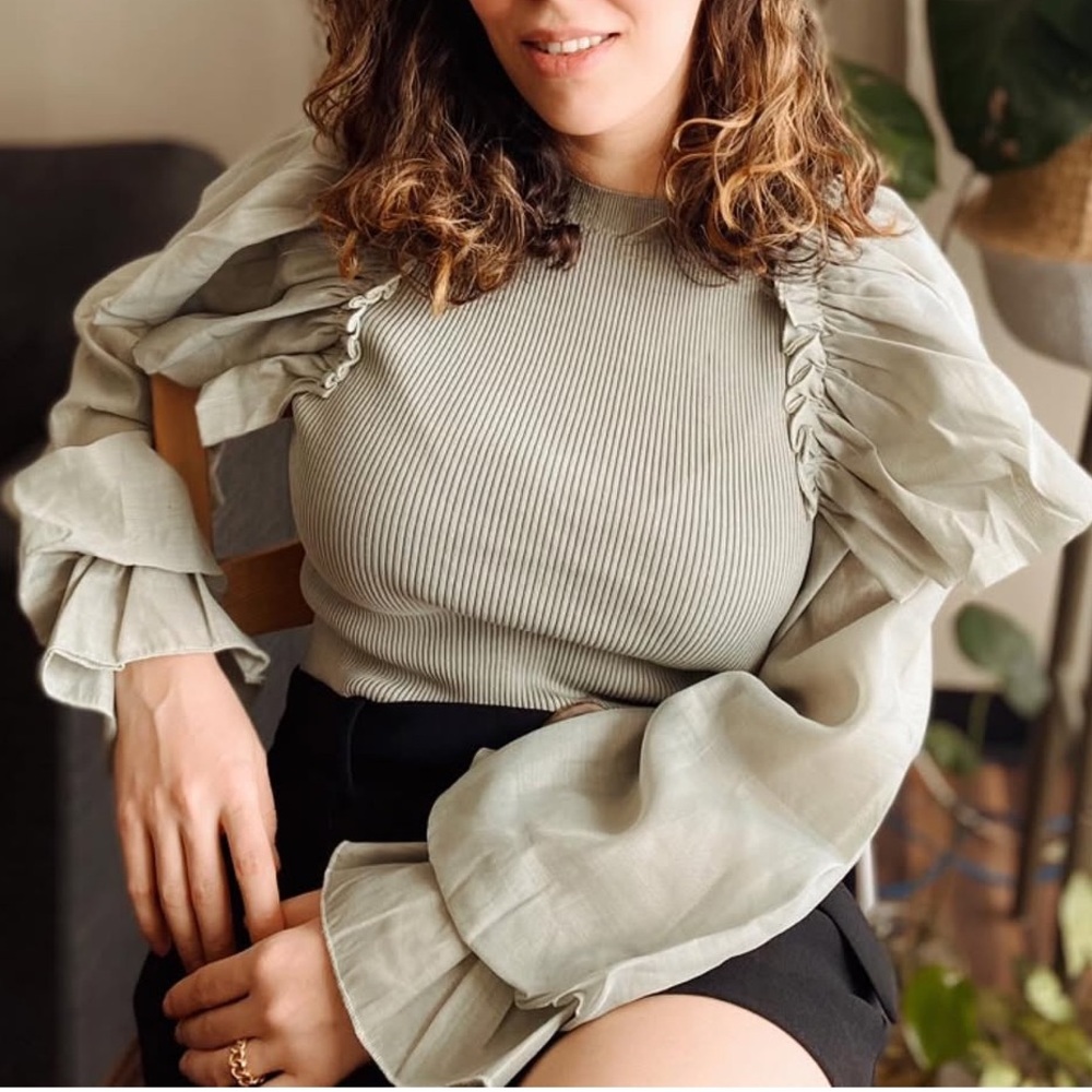 Zara Knitwear in Sage Green, Medium